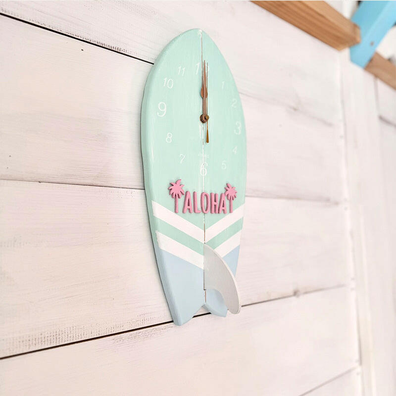 サーフボード型時計 ハワイアン壁掛け時計 フィッシュテールボード