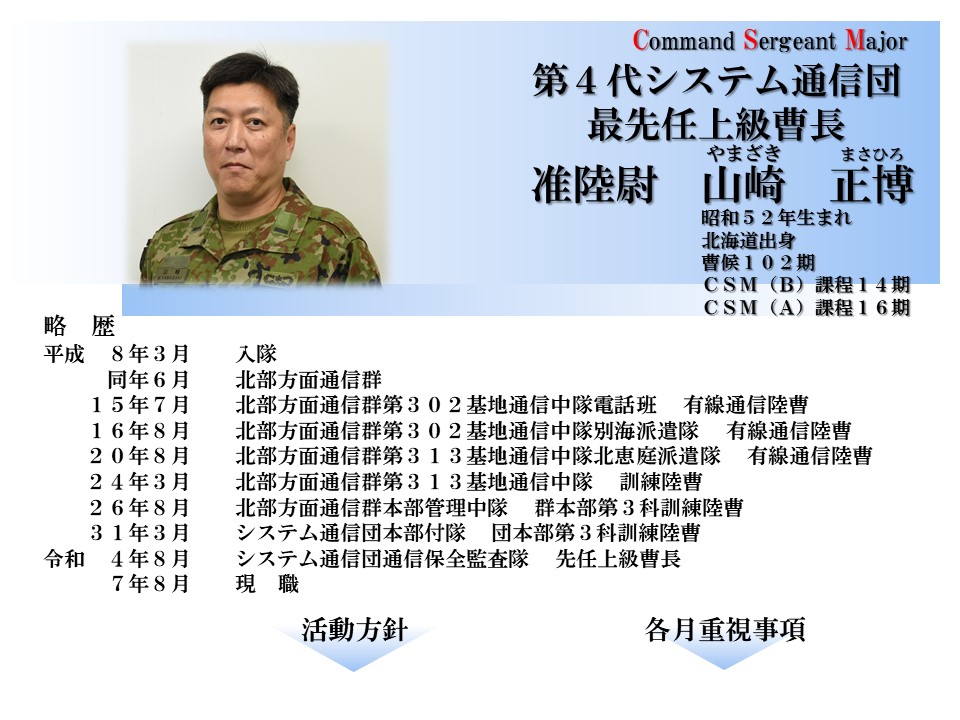 副団長・最先任上級曹長の紹介 | システム通信団