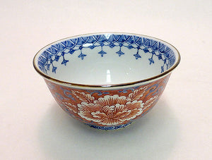 京焼・清水焼 加藤雲泉（雲泉窯） 赤彩牡丹飯茶碗 – SEIKADO