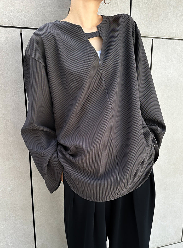 キーネックリップルワイドスリーブトップス – SELECT MOCA