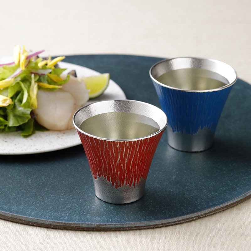 大阪錫器』の富士山ぐい呑 青・朱ペアの通販 |あまからセレクション