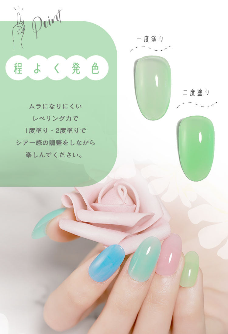 パステルカラー シアーカラー 程よい透け感 カラージェル ネイル工房