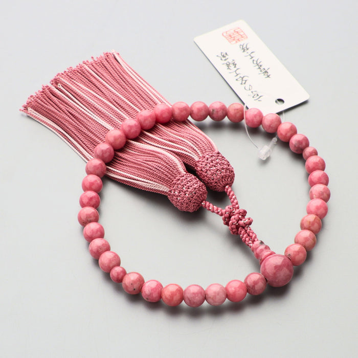 数珠 女性用 バラ輝石8mm 共・上仕立 正絹房（ローズに新サンゴ