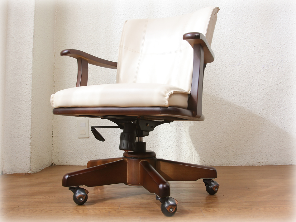 ホワイトレザー オフィスチェア｜アンティーク家具・照明の専門店
