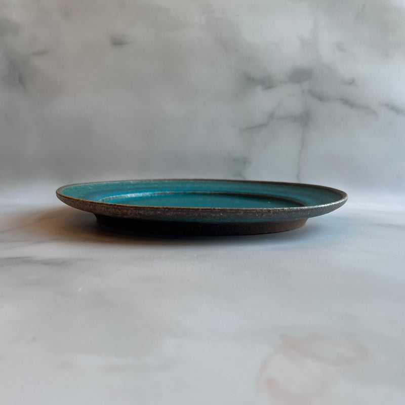 リムプレート8寸 青｜藤原純（信楽焼 陶器） – nokaze｜陶器、和食器