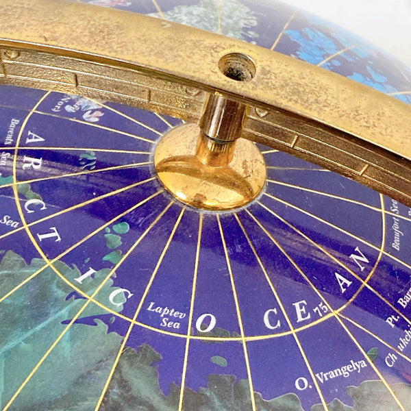 地球儀 ラピスラズリ 方位磁石付き 天然石 アンティーク インテリア