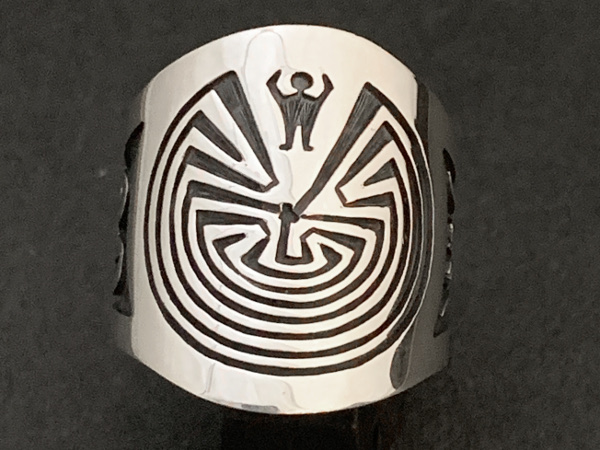 Hopi Man in the Maze Band Ring by Eddison Wadsworth Soohafyah