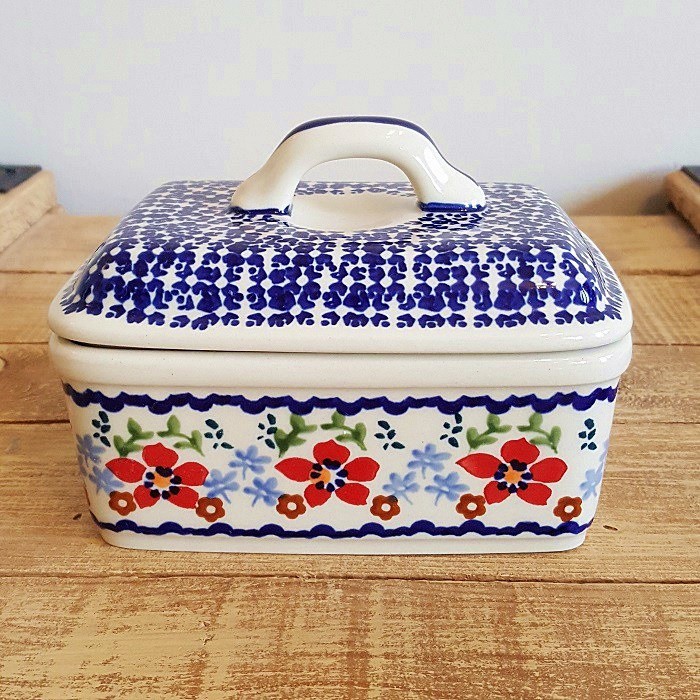 ポーリッシュポタリー (ポーランド食器) バター＆チーズケース 0.45L