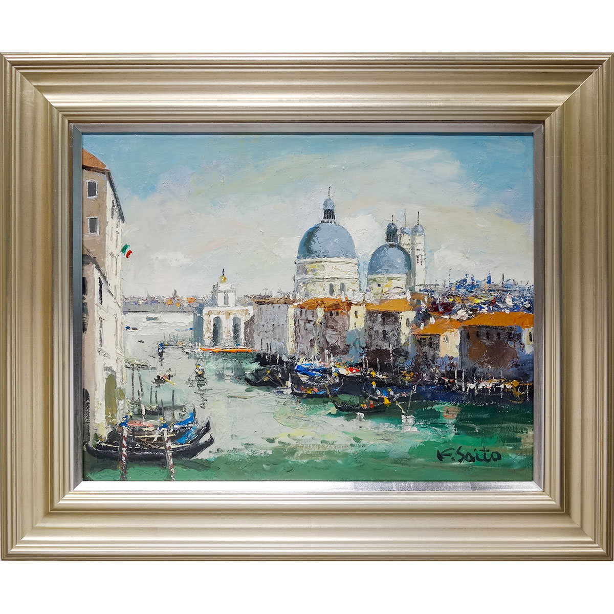 楽天市場】油彩画 斉藤要 「ベネチアの大運河」 WF3号 額入り 油絵