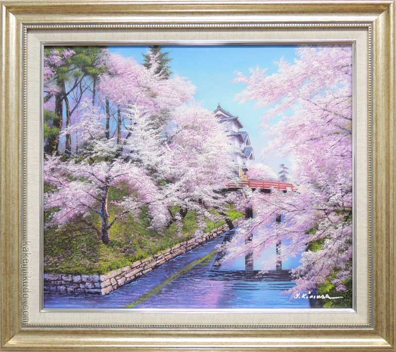 楽天市場】「姫路城に桜」朝隈敏彦 F6サイズ油彩画[油絵]直筆油彩画