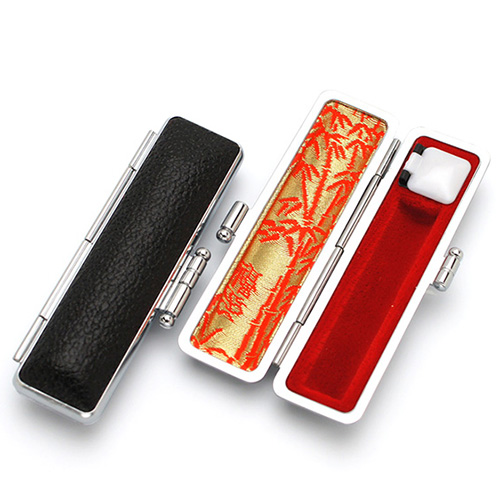 楽天市場】印鑑ケース【赤-金枠】16.5mm-18mm用（朱肉付き) 内側：朱竹