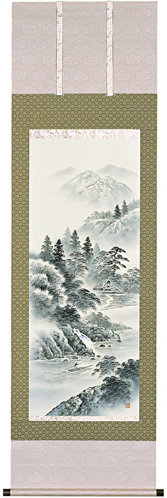 楽天市場】掛け軸 水墨山水 （大平郁夫） （掛軸小物なし） 送料無料