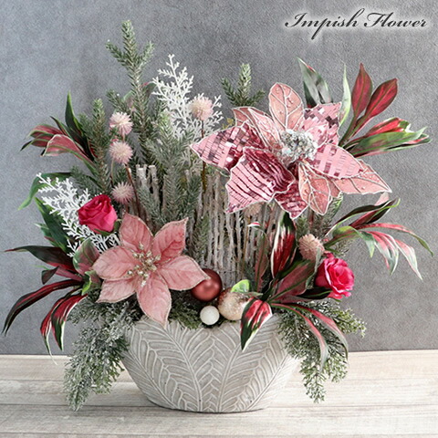 楽天市場】送料無料 ポインセチア・モミの木を使ったアートフラワー