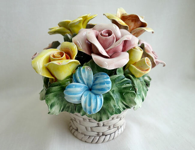 楽天市場】陶花 置物 陶器 花 イタリア オーナメント クラシック