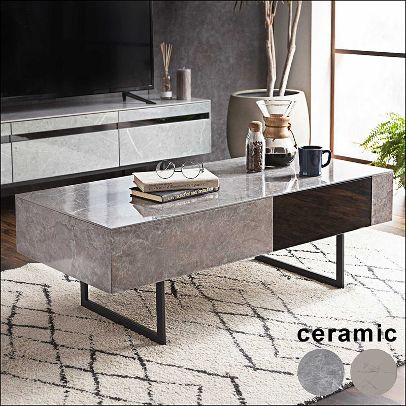 楽天市場】大理石 ローテーブル 収納付き セラミック 110cm 110x50