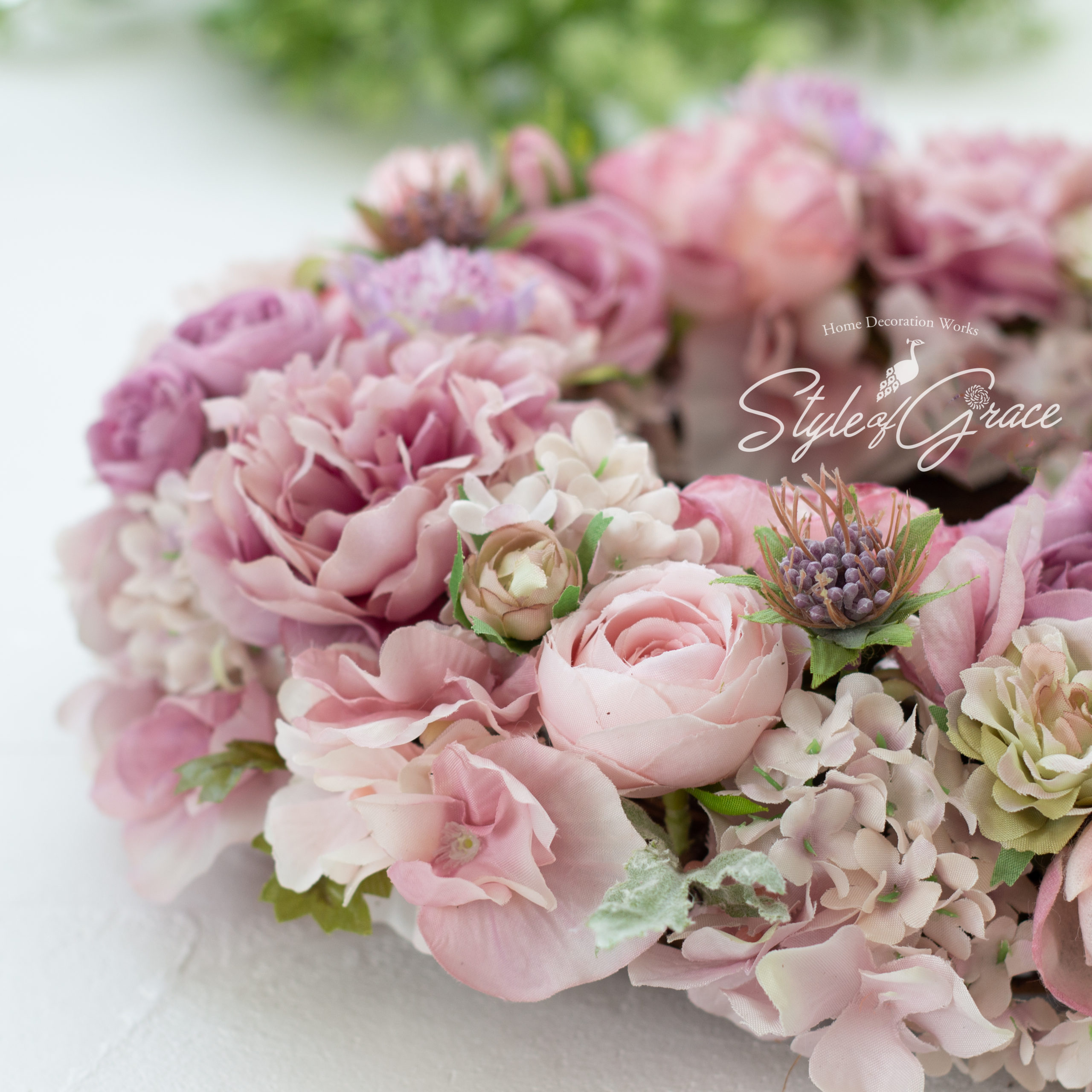 大人ピンクのフラワーリース - Style of Grace online shopフラワーと