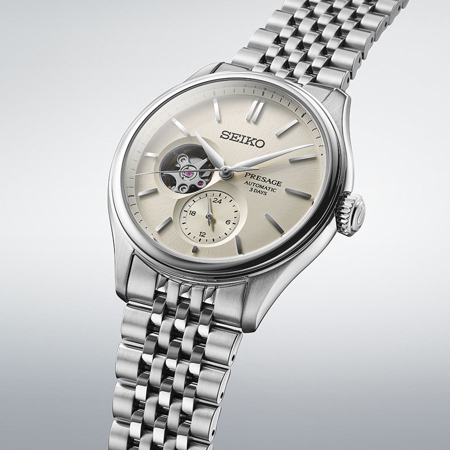 セイコー プレザージュ クラシック 素色ダイヤル オープンハート