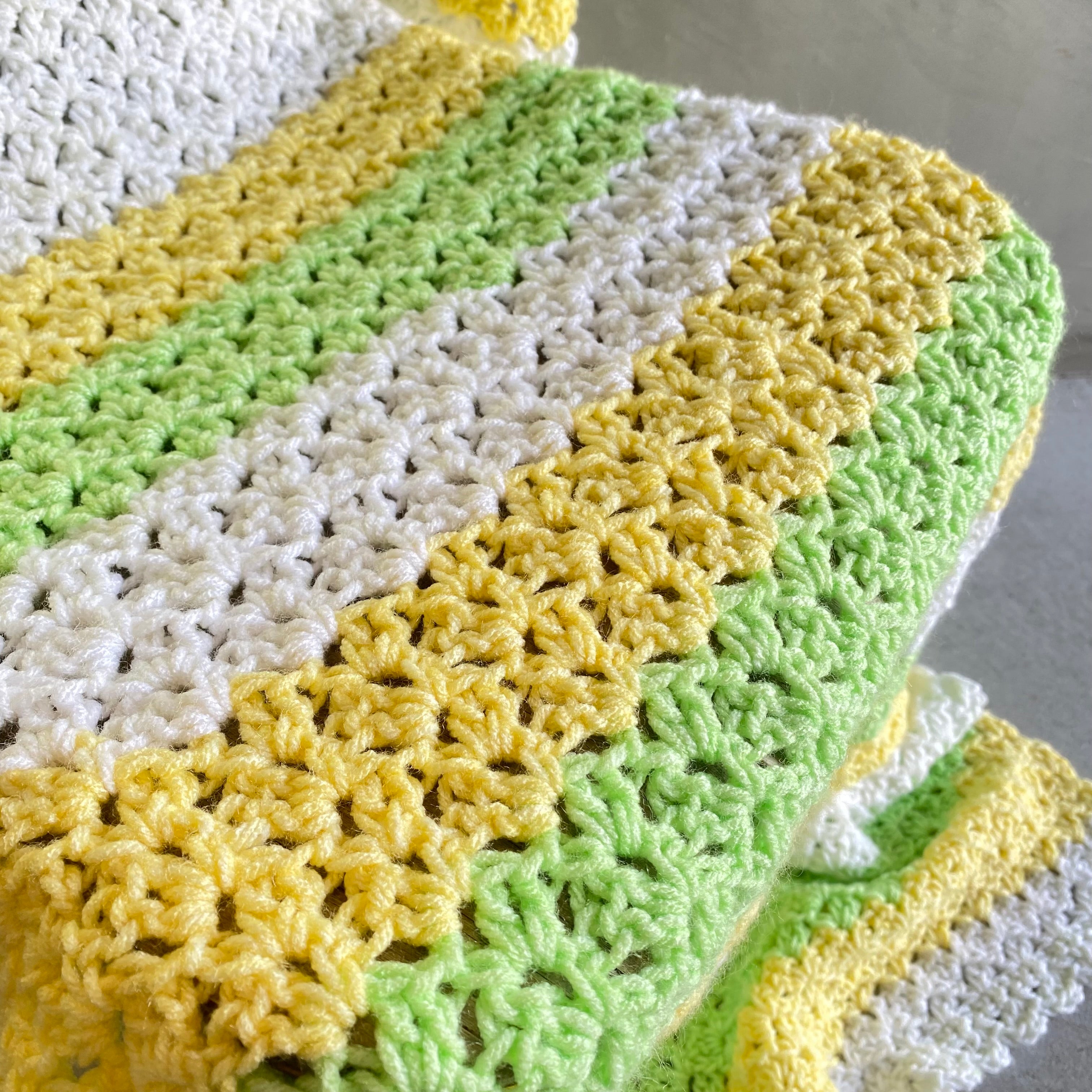 1970s USA vintage】グラニーブランケット クロシェ パステルカラー