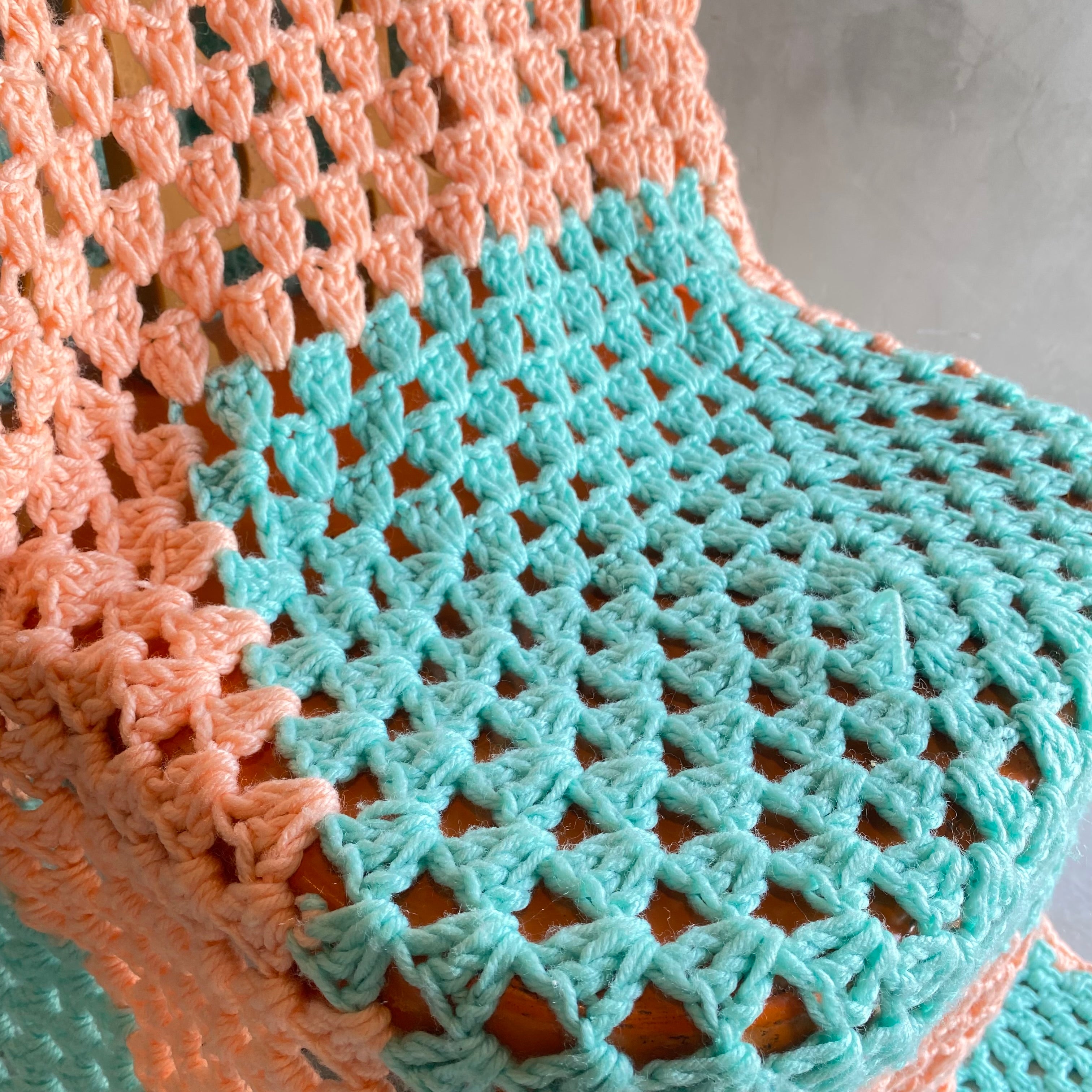 1970s USA vintage】グラニーブランケット クロシェ パステルカラー