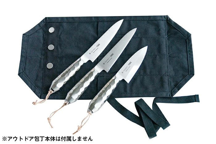 TSBBQ アウトドア包丁ケース［TSBBQ-020］帆布製 革ストラップ3本付き