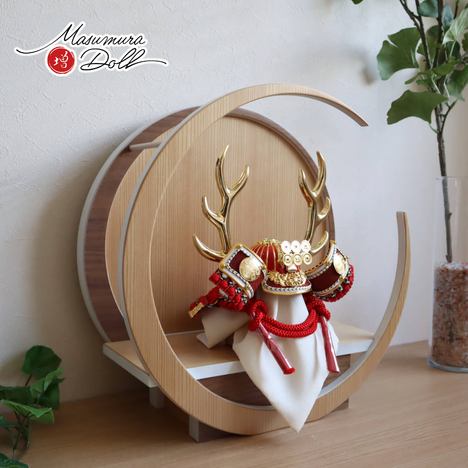 新作 リニューアル 完全日本製レッド ゴールド 武将 真田幸村 兜 月