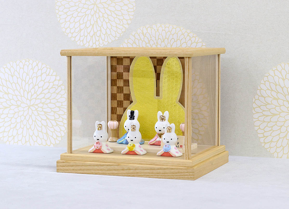 雛人形 ケース飾り miffy ミッフィー 磁器 ひな人形 うさこ 親王 官女