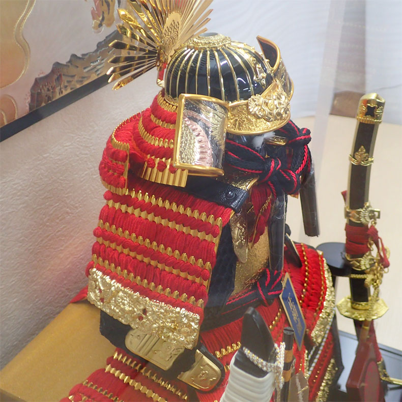 京華作 豊臣秀吉鎧 ガラスケース入飾り 五月節句 五月人形 兜飾り