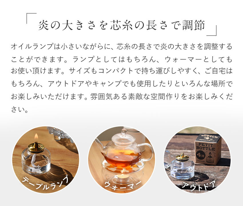 ちいさなオイルランプ オイル用ガラスボトルプチ ミニ 4h 6h