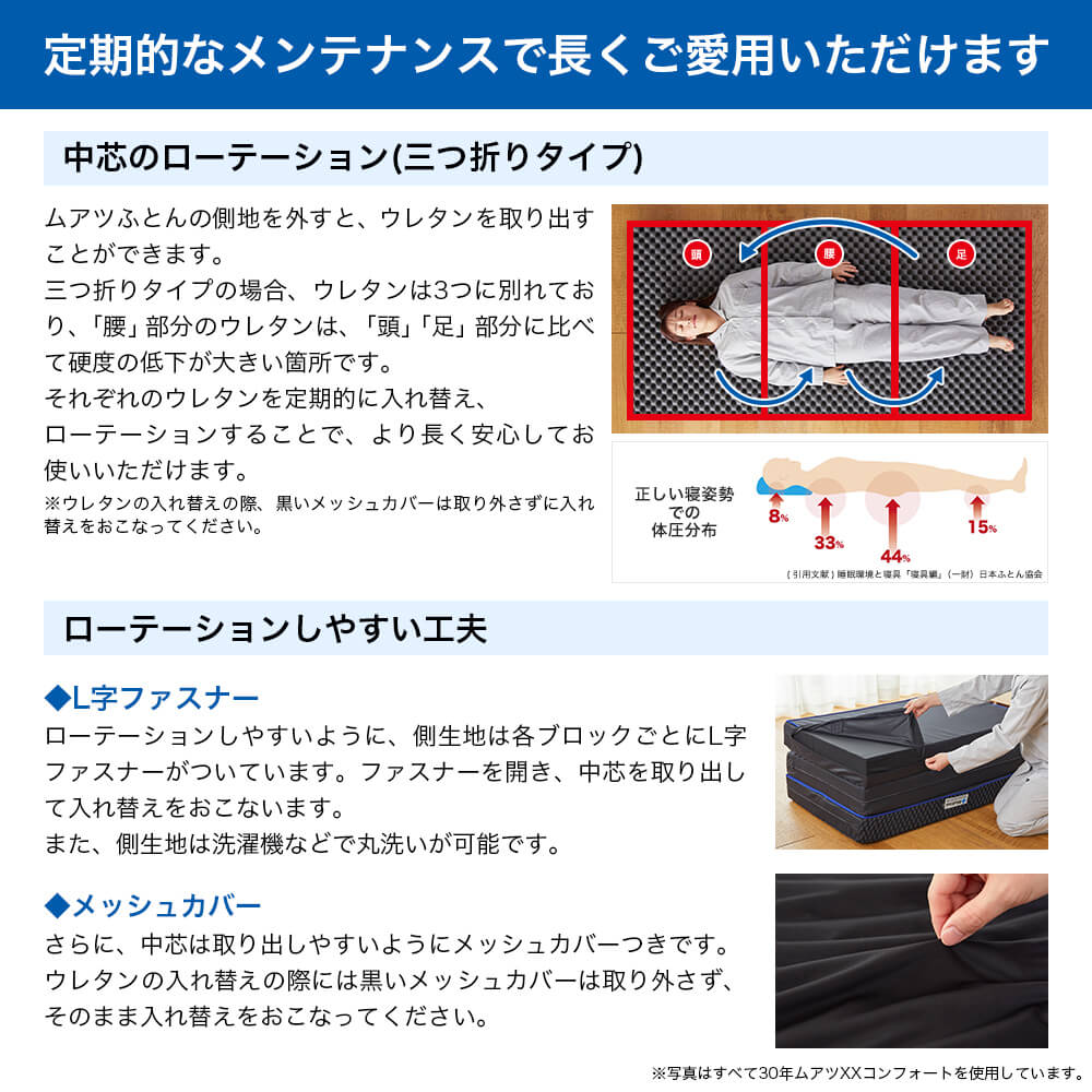 西川（nishikawa） マットレス シングル ムアツ布団 折りたたみ 三