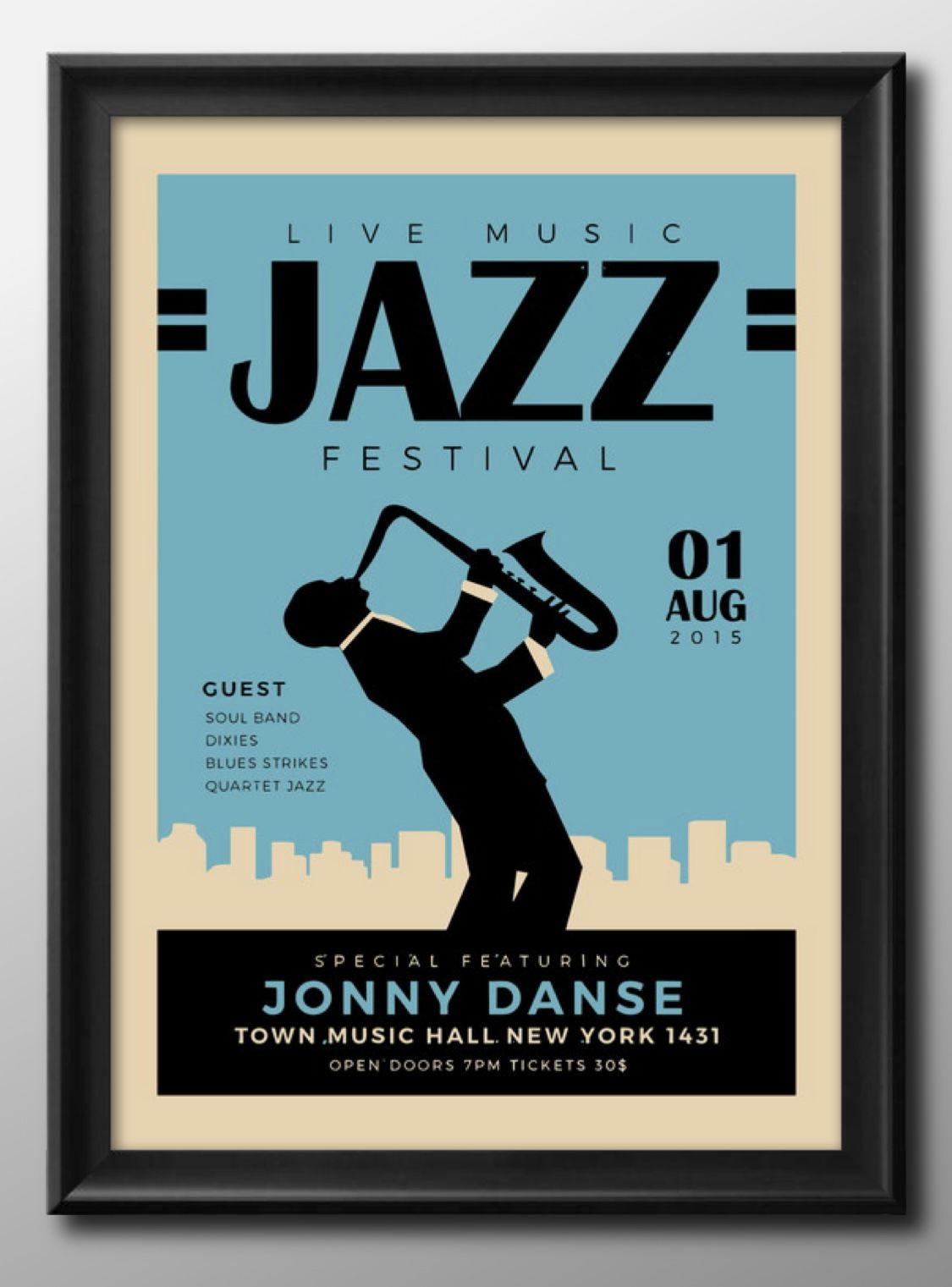 ジャズ サックス 音楽 A3 サイズ ポスター アート 北欧 額 フレーム