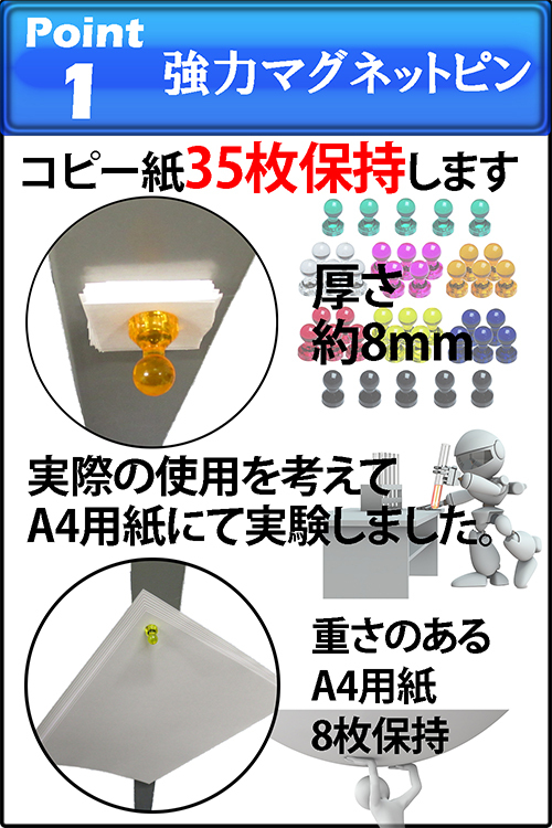 reiri マグネットピン 樹脂製 超強力 8色 × 各 5個 = 40個 セット