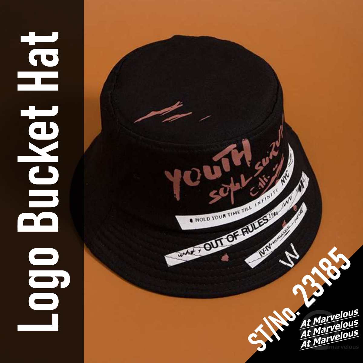 At Marvelous（アットマーベラス） ロゴバケットハット メンズ ロック