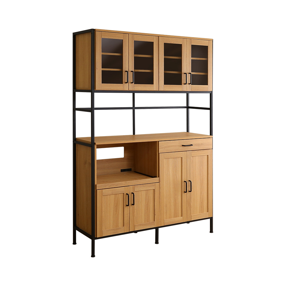 食器棚 収納 W122.6×D40×H183cm ワイドタイプ ガラス扉 食器棚おしゃれ