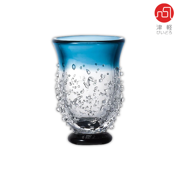 津軽びいどろ 盃 復刻 八甲田ザラメ雪 170ml 木箱入 日本製 | おしゃれ