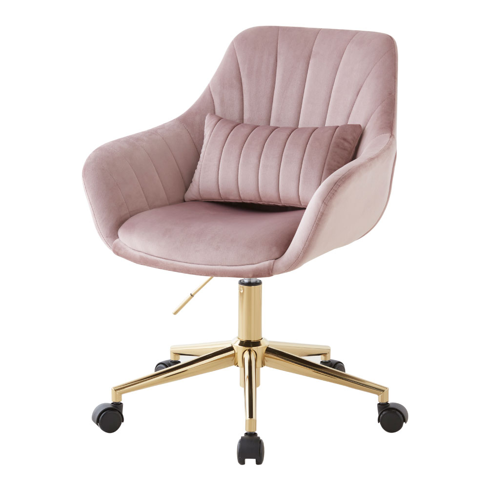 ASHEL デスクチェア おしゃれ ベロア キャスター 金脚 疲れない 韓国