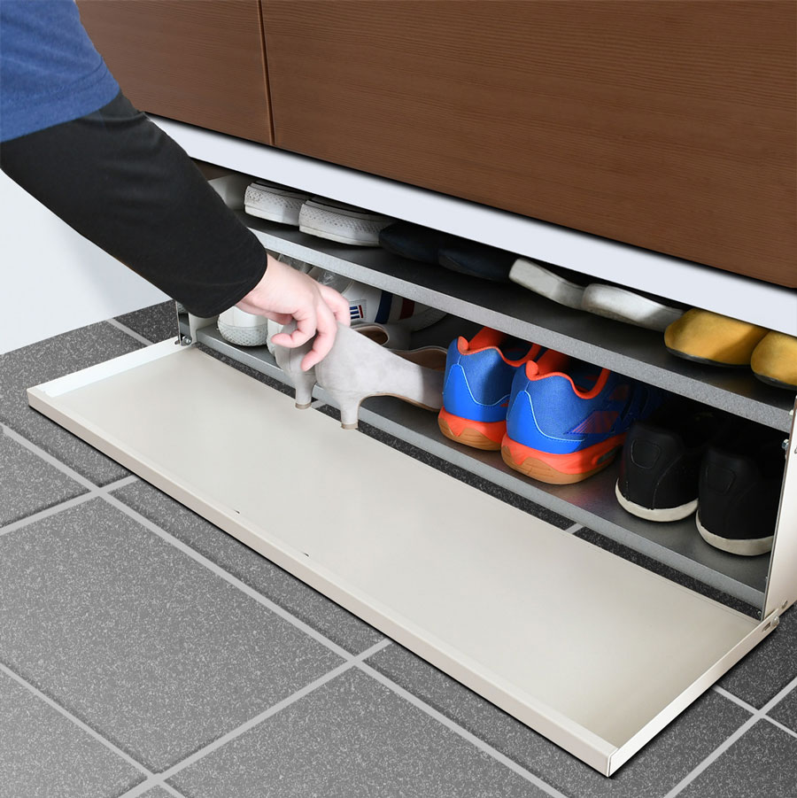 下駄箱下収納ワゴン 幅80 2325 日本製 足立製作所 8足収納 靴箱下