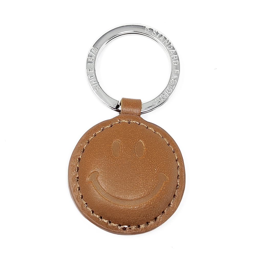 スマイル キーホルダー ニコちゃん 本革 レザー キーリング バッグ