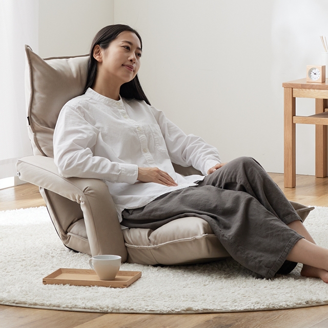 ナイスデイ 店舗限定品 リクライニング肘付きヴィーガンレザー座椅子