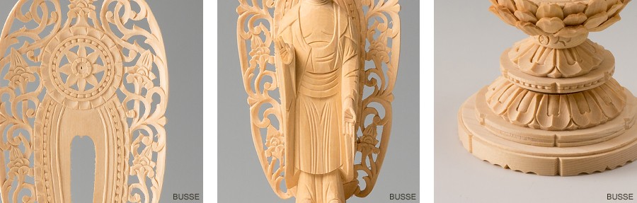 仏像 舟立阿弥陀如来 ヒノキ製 丸座 3寸 浄土宗・時宗 /あみだ様 桧 檜