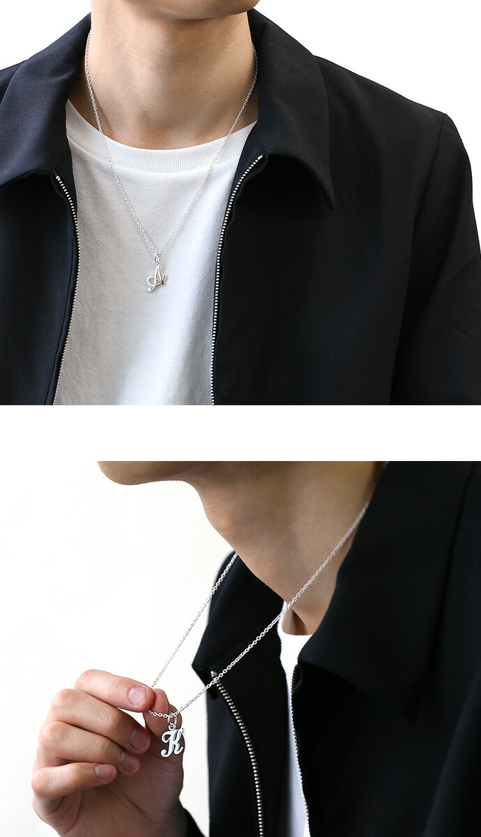 Binich（ビニッチ） 筆記体 イニシャルネックレスペンダントトップ