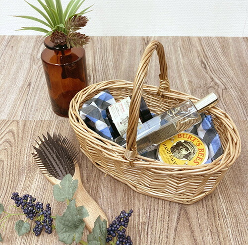 ピクニックバスケット フタ付 中布あり Lサイズ | 藤 ラタン かご