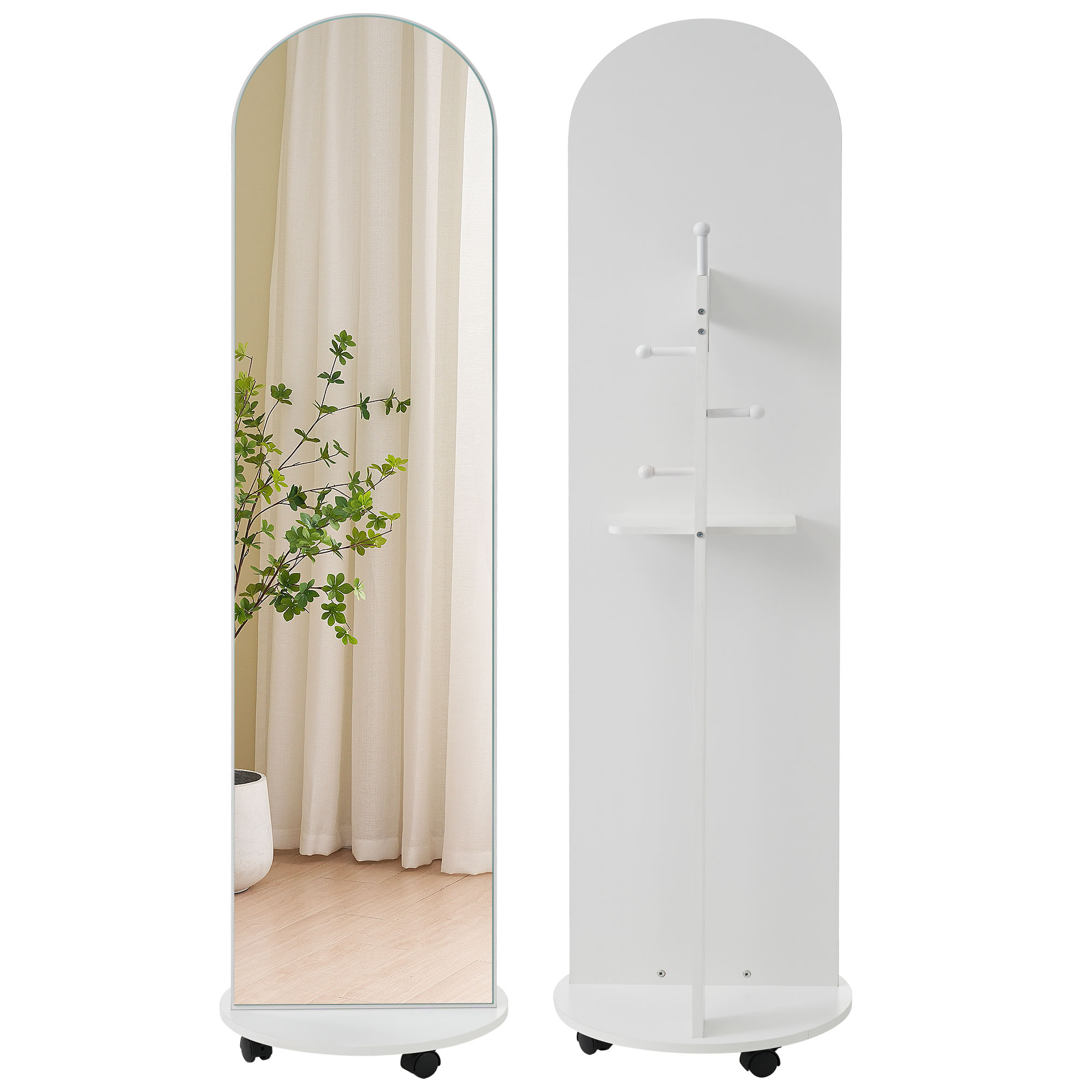 全身鏡 姿見鏡 170cm 160cm イレギュラ アーチ形 ハンガーフック付き