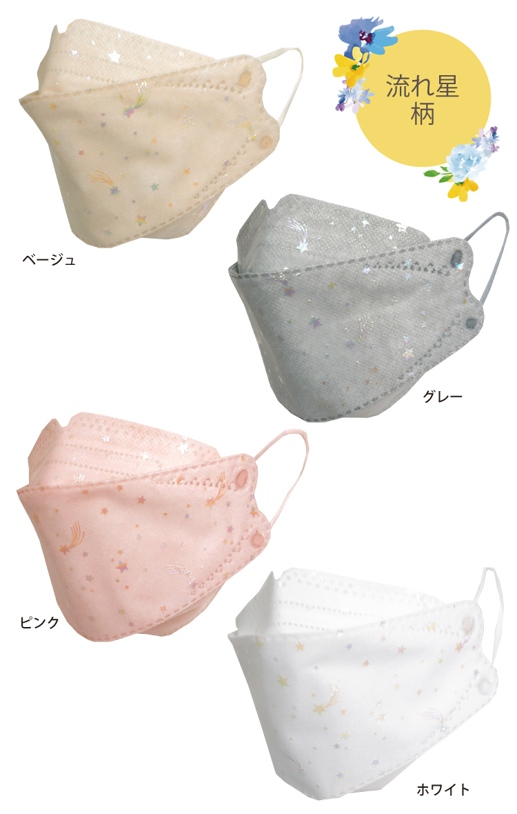 マスク 不織布 おしゃれ チュールレースマスク おまかせ4袋セット 5枚
