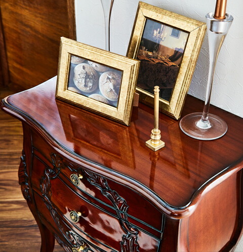 マホガニー 特価品 ベルベル3段引出し ミニチェスト 送料無料完成品