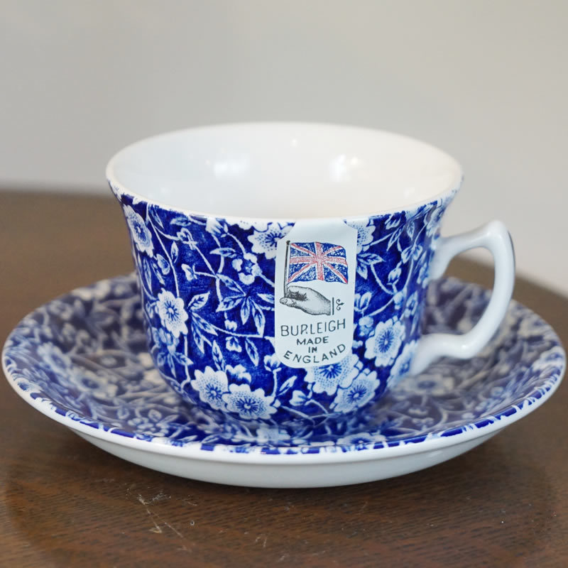 Calico ブルーキャリコ バーレイ社 カップ＆ソーサー イギリス製 送料