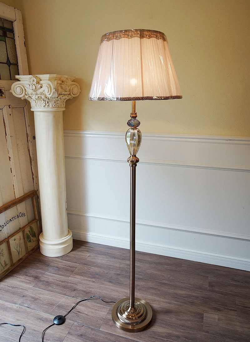 フロアスタンドライト 花柄シェード アンティーク調 約170cm 点灯確認