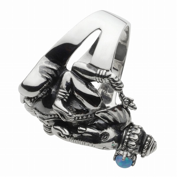 オパール シルバーリング 指輪 メンズ ガネーシャ 神様 オリエンタル