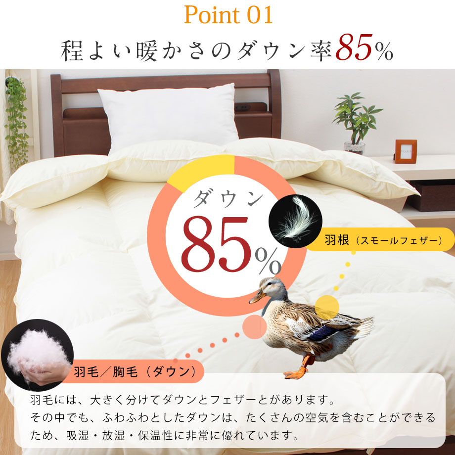 じぶんまくら 羽毛布団 シングル ダウン85％ シングルロングサイズ