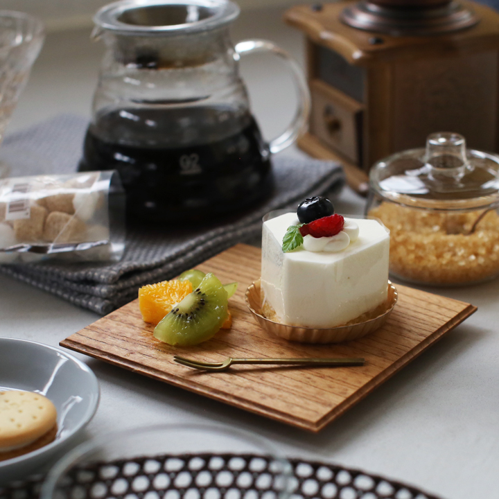 四十沢木材工芸 KITO 匙面菓子皿 四角 木製 銘々皿 取り皿 小皿 欅