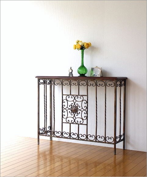 コンソールテーブル アンティーク 玄関 アイアン 木製 おしゃれ 花台